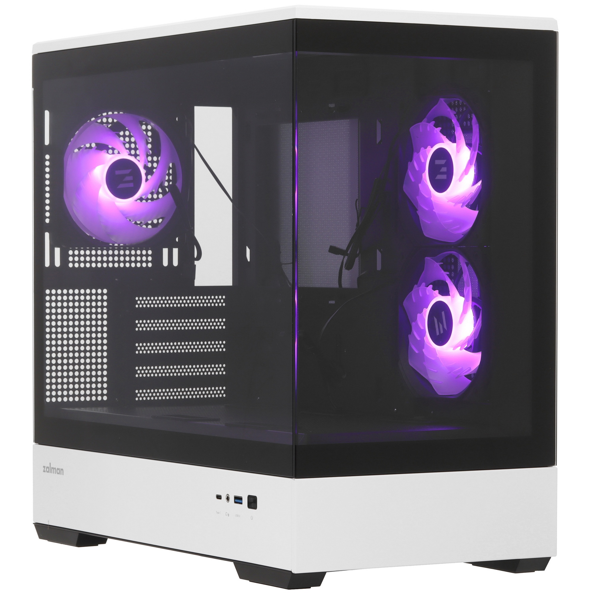 Компьютерный корпус ZALMAN P30 BW, MATX, BLACK/WHITE, WINDOW, 2x3.5", 3x2.5", 1xUSB TYPE-C, 1xUSB3.0
