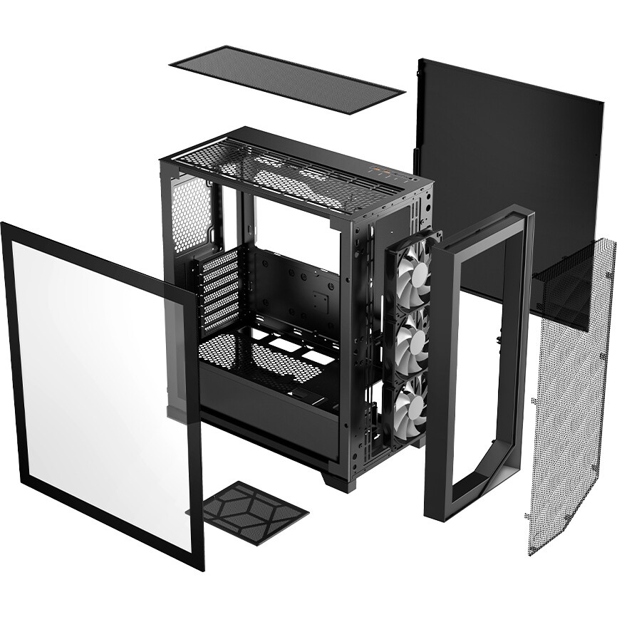 Корпус без блока питания PCCooler C3D510 BK, Mesh Mid Tower, черный, TG, 0.7 SPCC, no fans E-ATX, AT