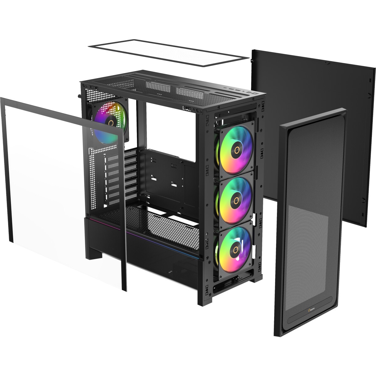 Корпус без блока питания PCCooler C3D510 BK, Mesh Mid Tower, черный, TG, 0.7 SPCC, no fans E-ATX, AT