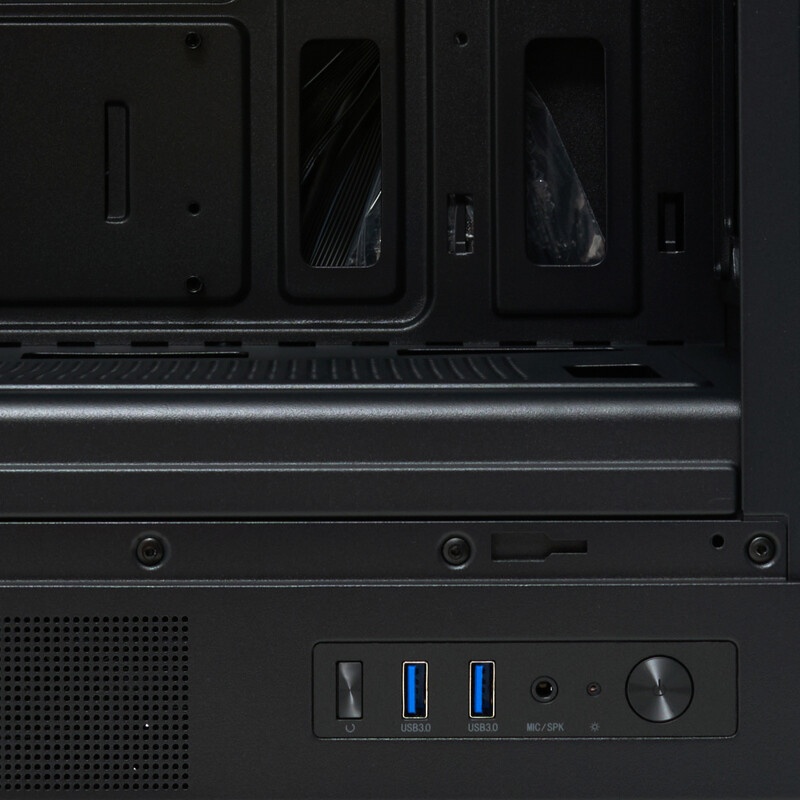 Компьютерный корпус без блока питания HSPD M321, Mesh Mini-tower, Black, slide TG, 0.45 SPCC, 2x140m