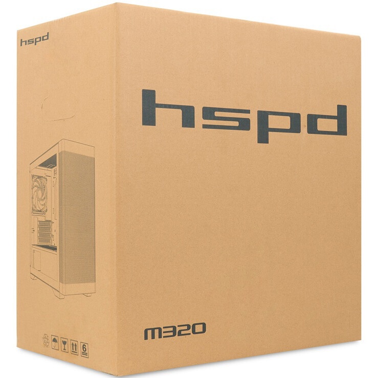 Компьютерный корпус без блока питания HSPD M321, Mesh Mini-tower, Black, slide TG, 0.45 SPCC, 2x140m
