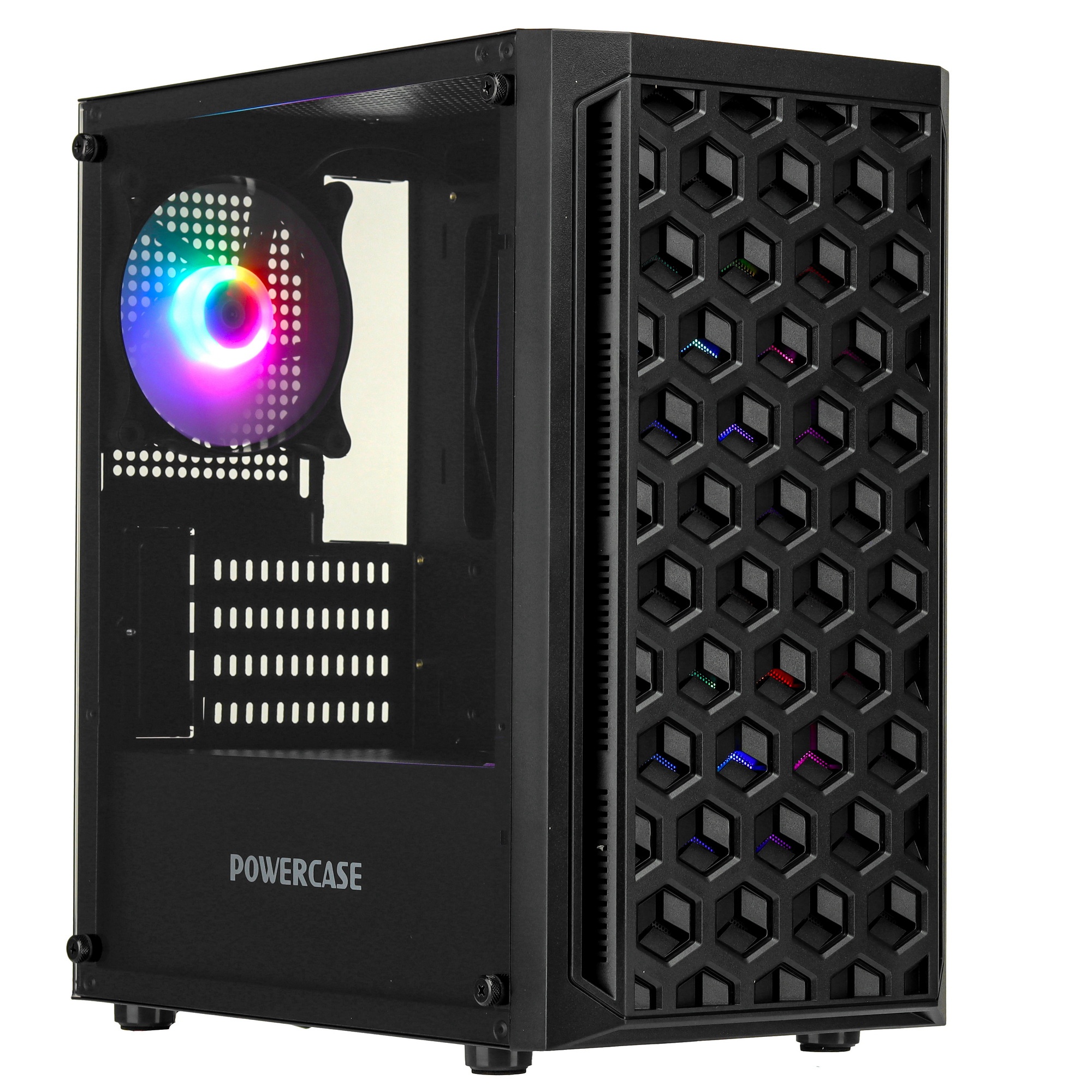Компьютерный корпус Powercase Mistral Micro T3B, Tempered Glass, Mesh, 2x 140mm + 1х 120mm 5-color f
