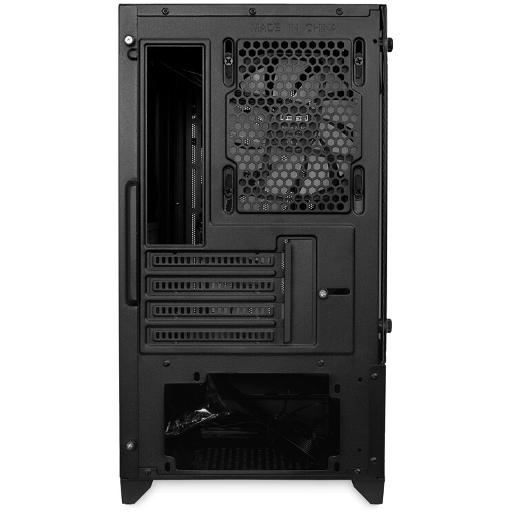 Компьютерный корпус без блока питания HSPD M320, Mesh Mini-tower, Black, slide TG, 0.45 SPCC, 2x140m