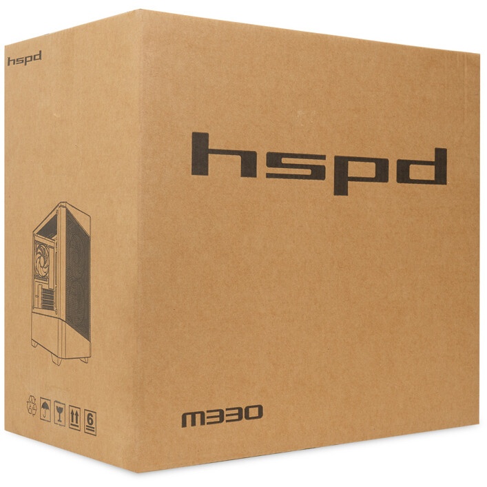 Компьютерный корпус без блока питания HSPD M320, Mesh Mini-tower, Black, slide TG, 0.45 SPCC, 2x140m