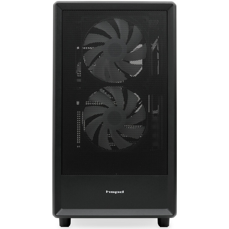 Компьютерный корпус без блока питания HSPD M320, Mesh Mini-tower, Black, slide TG, 0.45 SPCC, 2x140m
