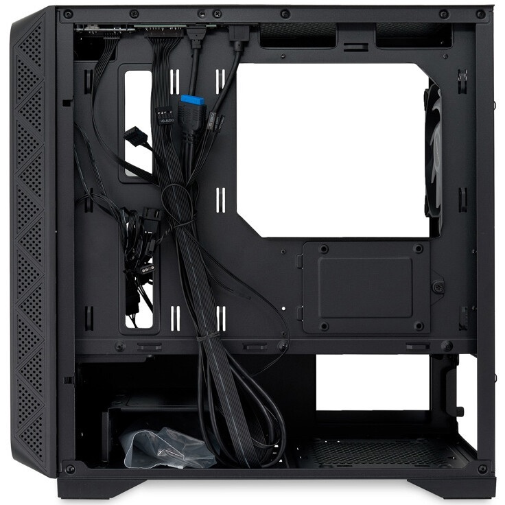 Компьютерный корпус без блока питания HSPD M320, Mesh Mini-tower, Black, slide TG, 0.45 SPCC, 2x140m