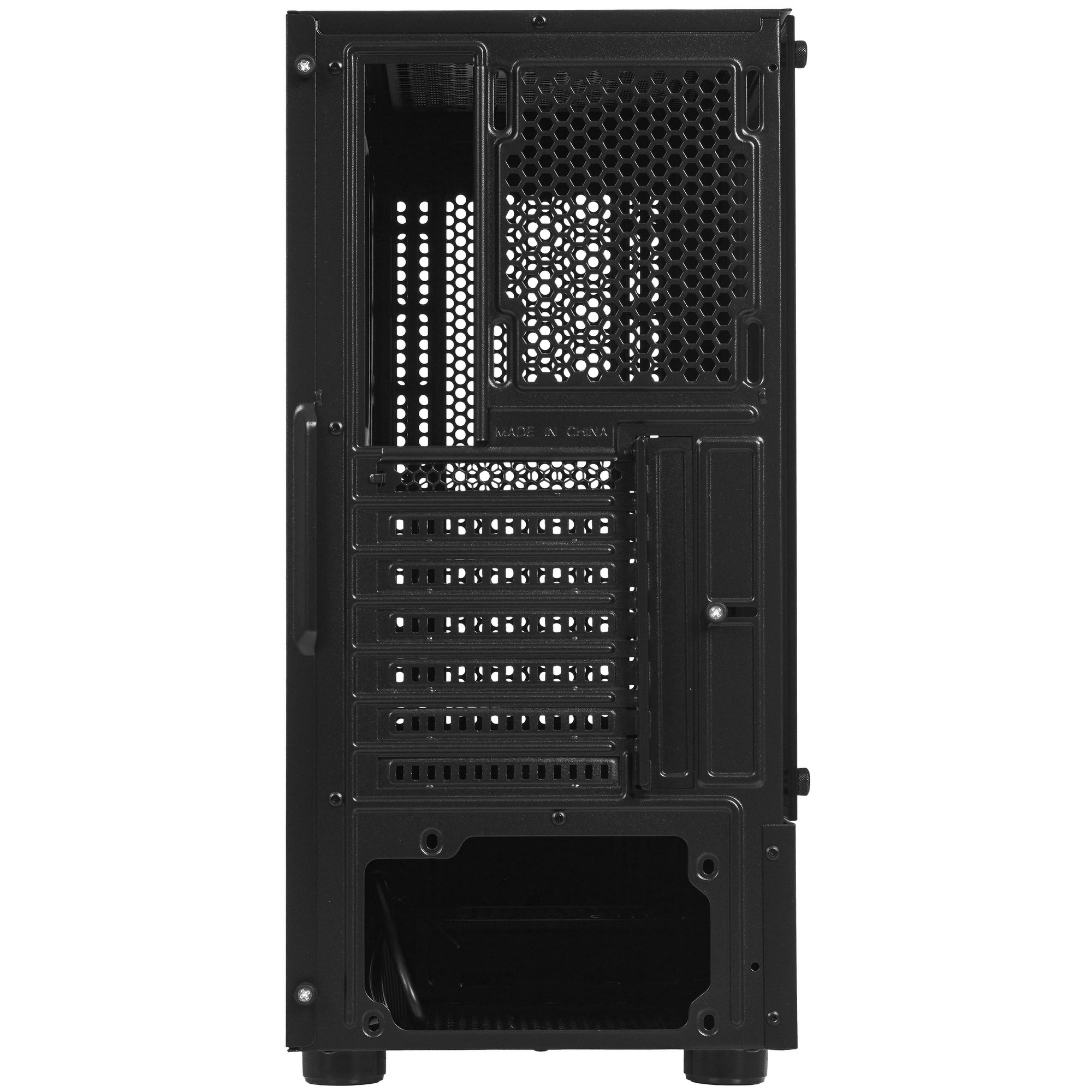 Корпус без блока питания Case HSPD M540, Mesh Mid Tower, черный, TG, 0.45 SPCC, no fans, ATX, mATX,