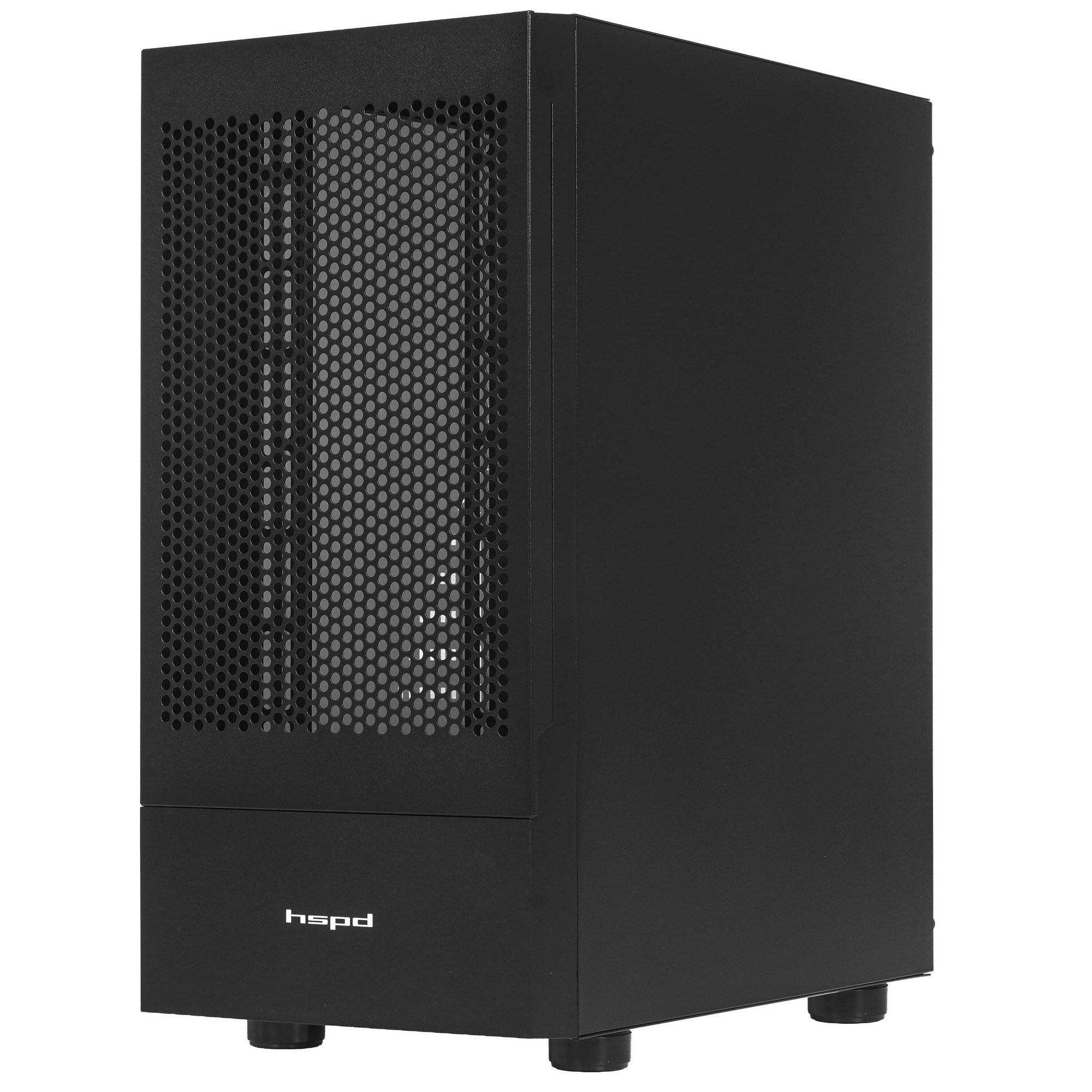 Корпус без блока питания Case HSPD M540, Mesh Mid Tower, черный, TG, 0.45 SPCC, no fans, ATX, mATX,