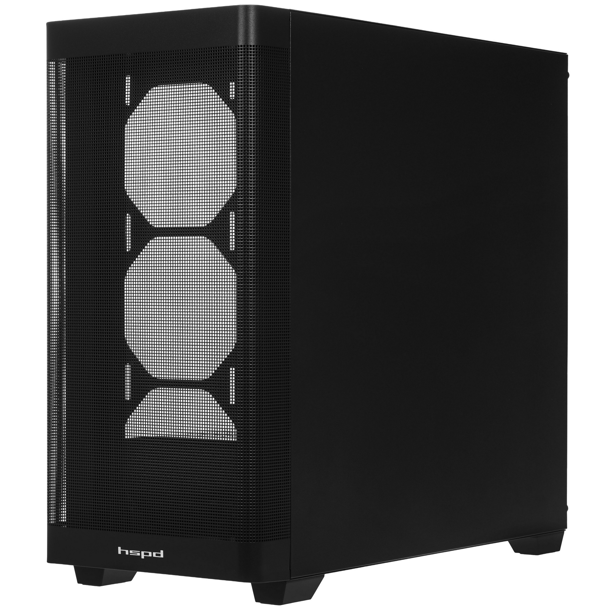 Корпус без блока питания Case HSPD M740, Mesh Mid Tower, черный, TG, 0.6 SPCC, no fans, E-ATX, ATX,
