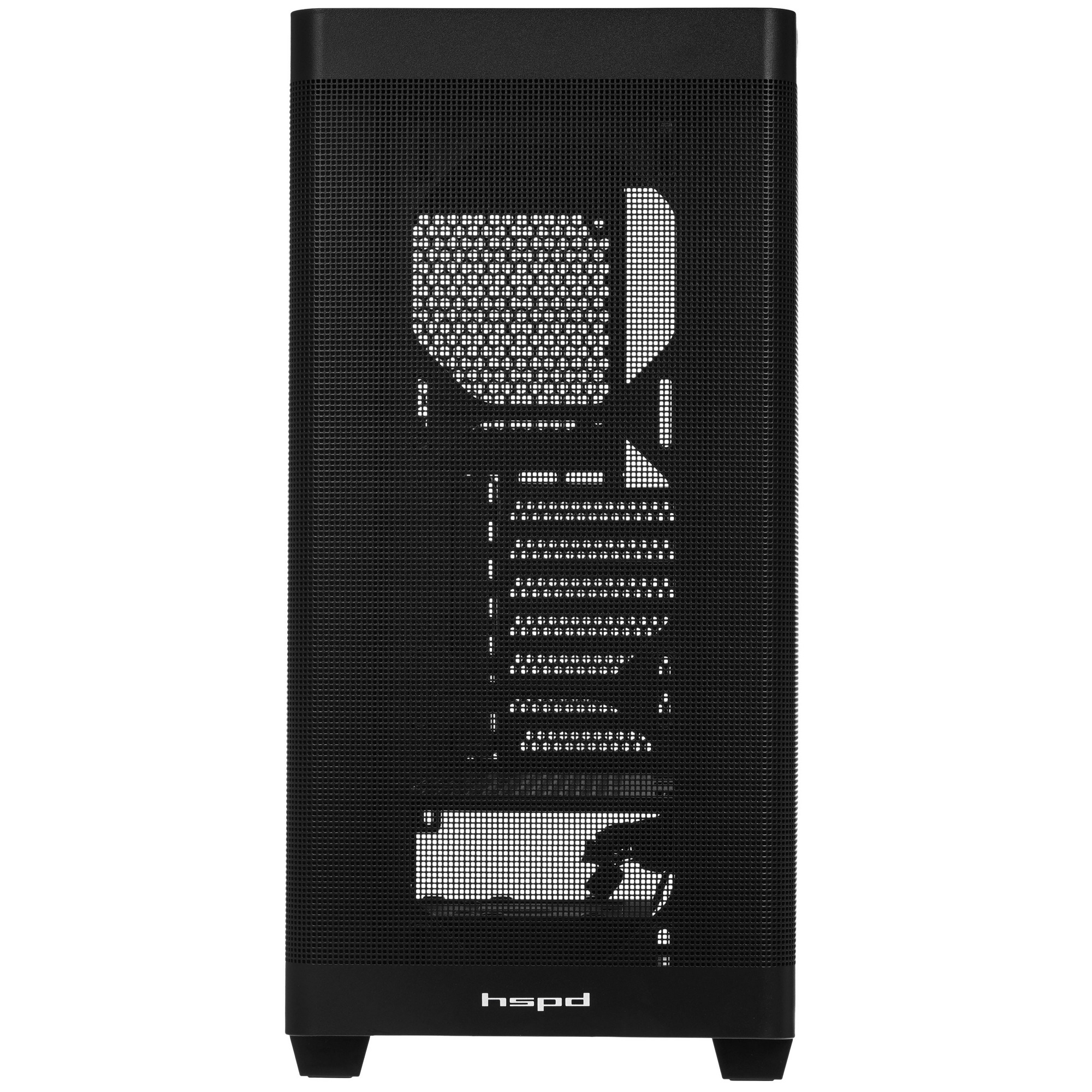 Корпус без блока питания Case HSPD M740, Mesh Mid Tower, черный, TG, 0.6 SPCC, no fans, E-ATX, ATX,