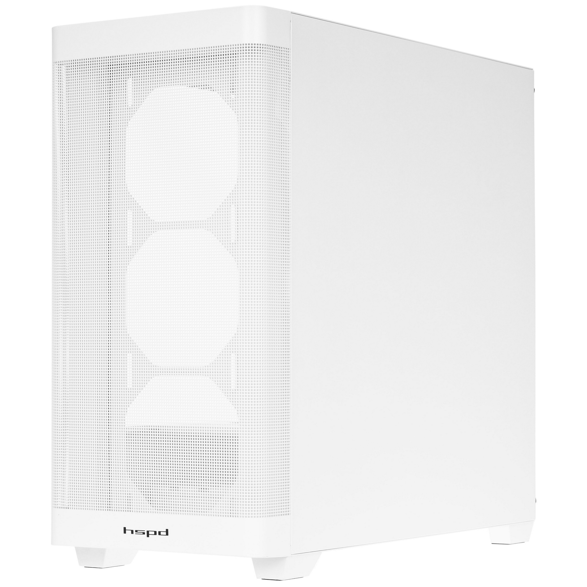 Корпус без блока питания HSPD M740, Mesh Mid Tower, White, TG, 0.6 SPCC, no fans, E-ATX, ATX, mATX,