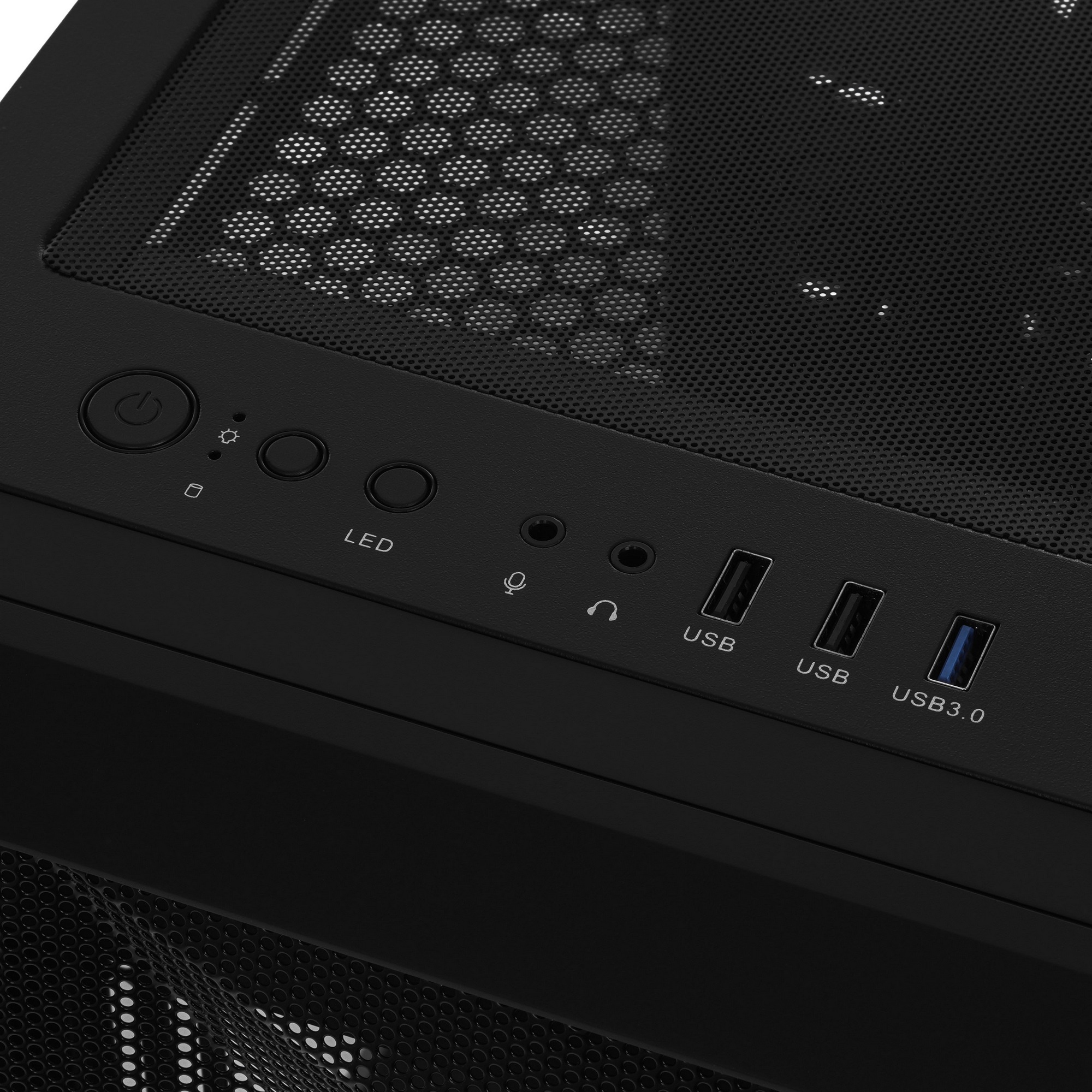 Корпус без блока питания HSPD M340, Mesh Mid Tower, черный, TG, 0.5 SPCC, no fans, mATX, mITX, 165/3