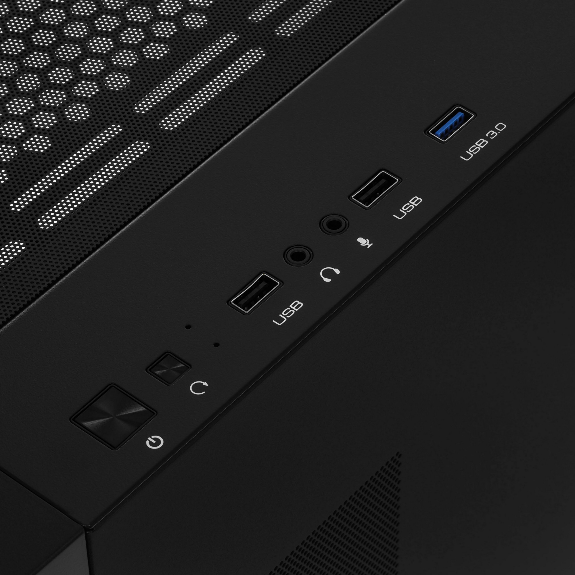 Корпус без блока питания/ Case HSPD M541, Mesh Mid Tower, черный, TG, 0.7 SPCC, no fans, ATX, mATX,