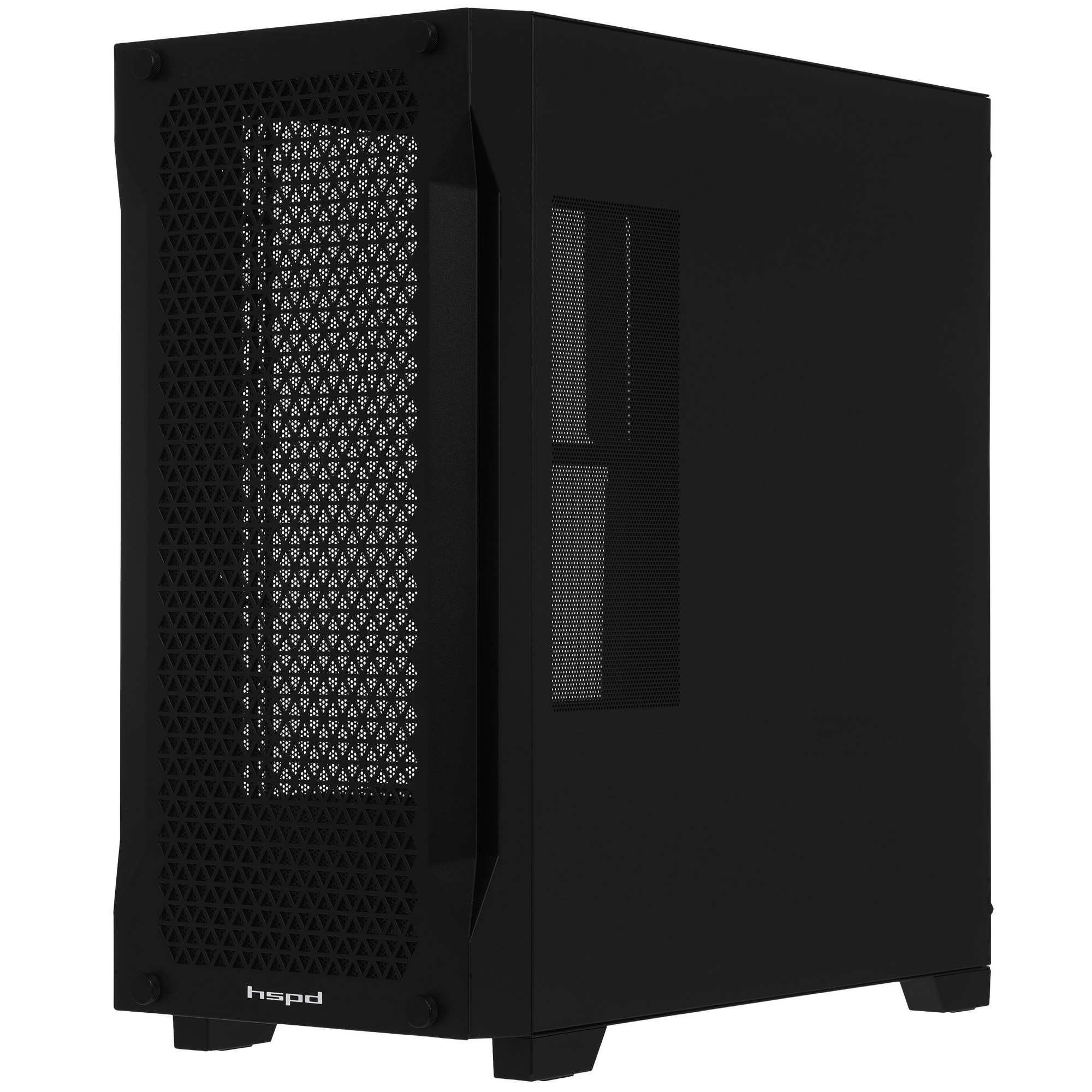 Корпус без блока питания/ Case HSPD M541, Mesh Mid Tower, черный, TG, 0.7 SPCC, no fans, ATX, mATX,