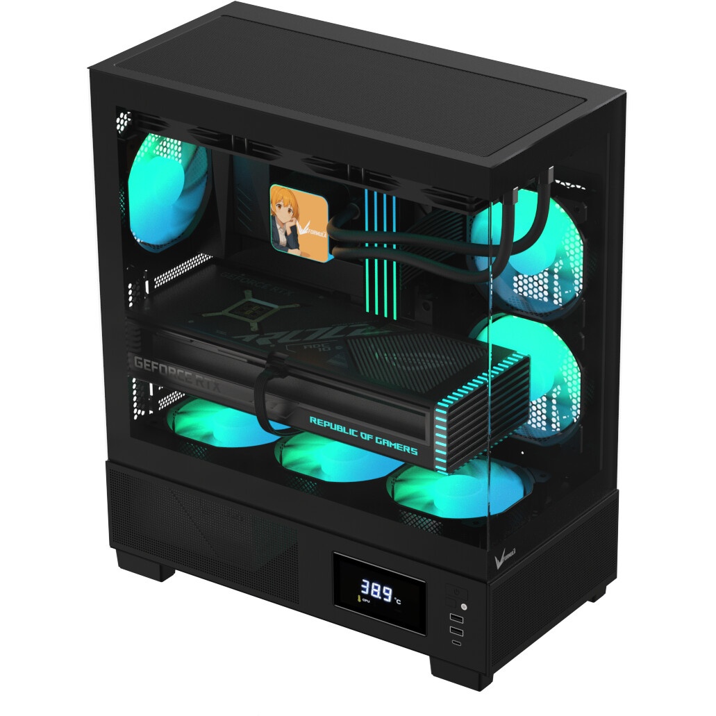 Корпус AeroCool / Formula Crystal E1 черный без БП ATX 5x120mm 3x140mm 2xUSB3.0 1xUSB3.1 audio bott
