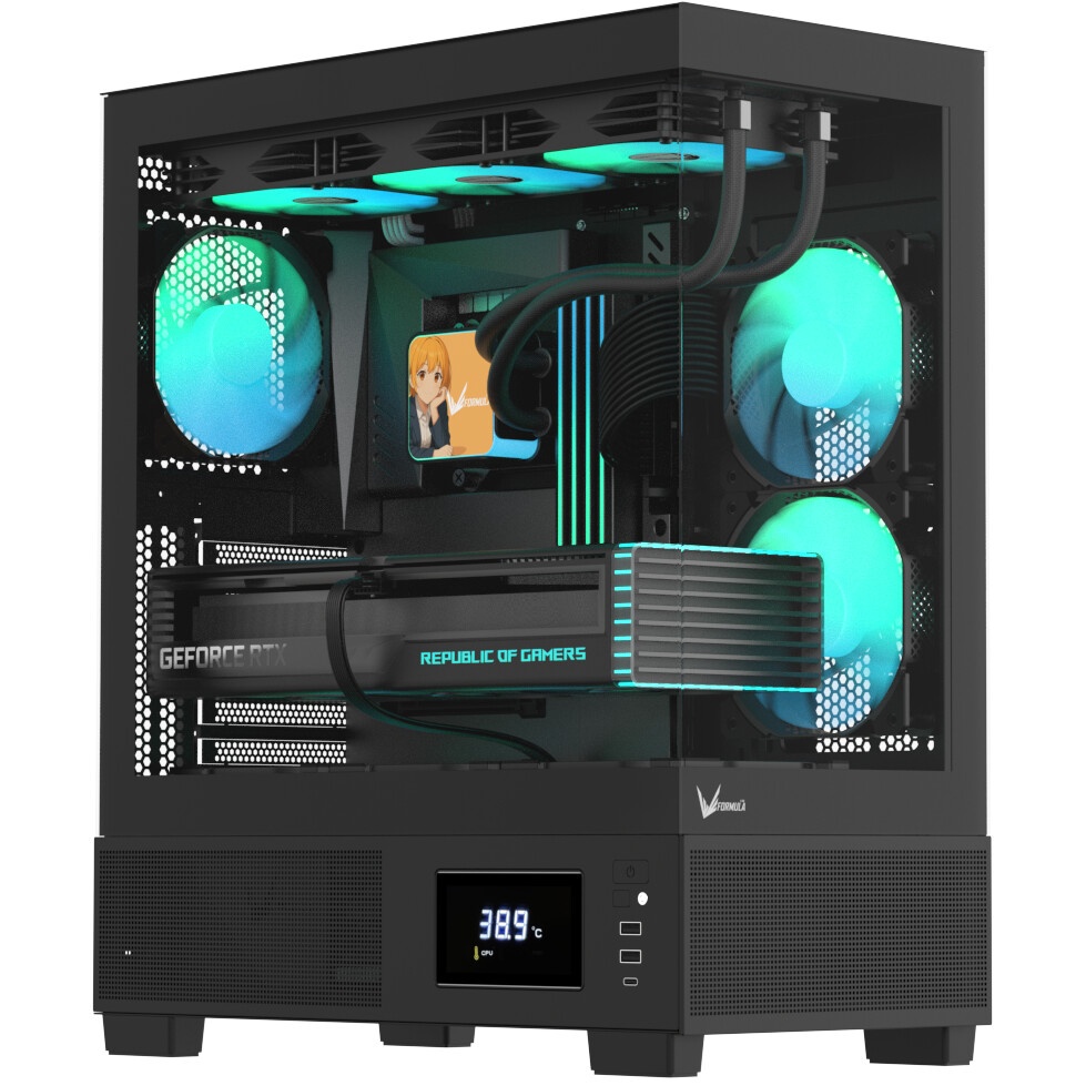 Корпус AeroCool / Formula Crystal E1 черный без БП ATX 5x120mm 3x140mm 2xUSB3.0 1xUSB3.1 audio bott