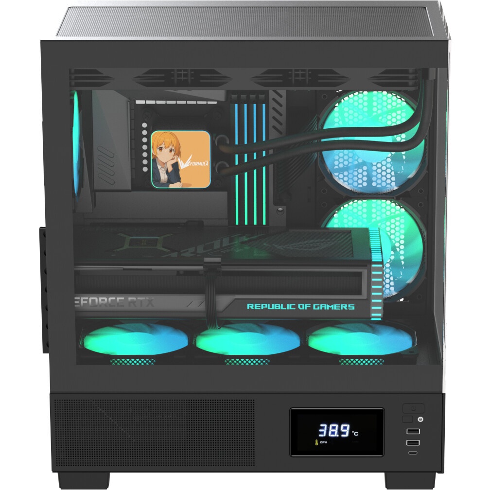 Корпус AeroCool / Formula Crystal E1 черный без БП ATX 5x120mm 3x140mm 2xUSB3.0 1xUSB3.1 audio bott