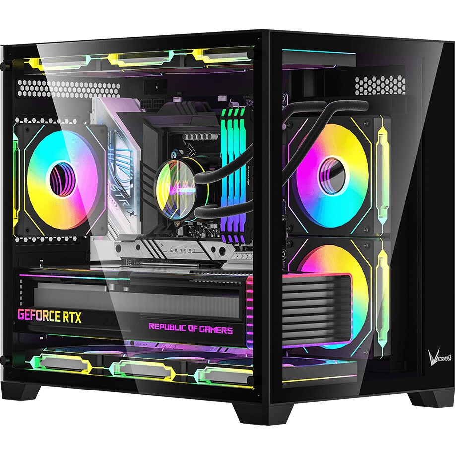 Корпус AeroCool / Formula Crystal U2M Floe черный без БП mATX 1xUSB3.0 1xUSB3.1 audio bott PSU