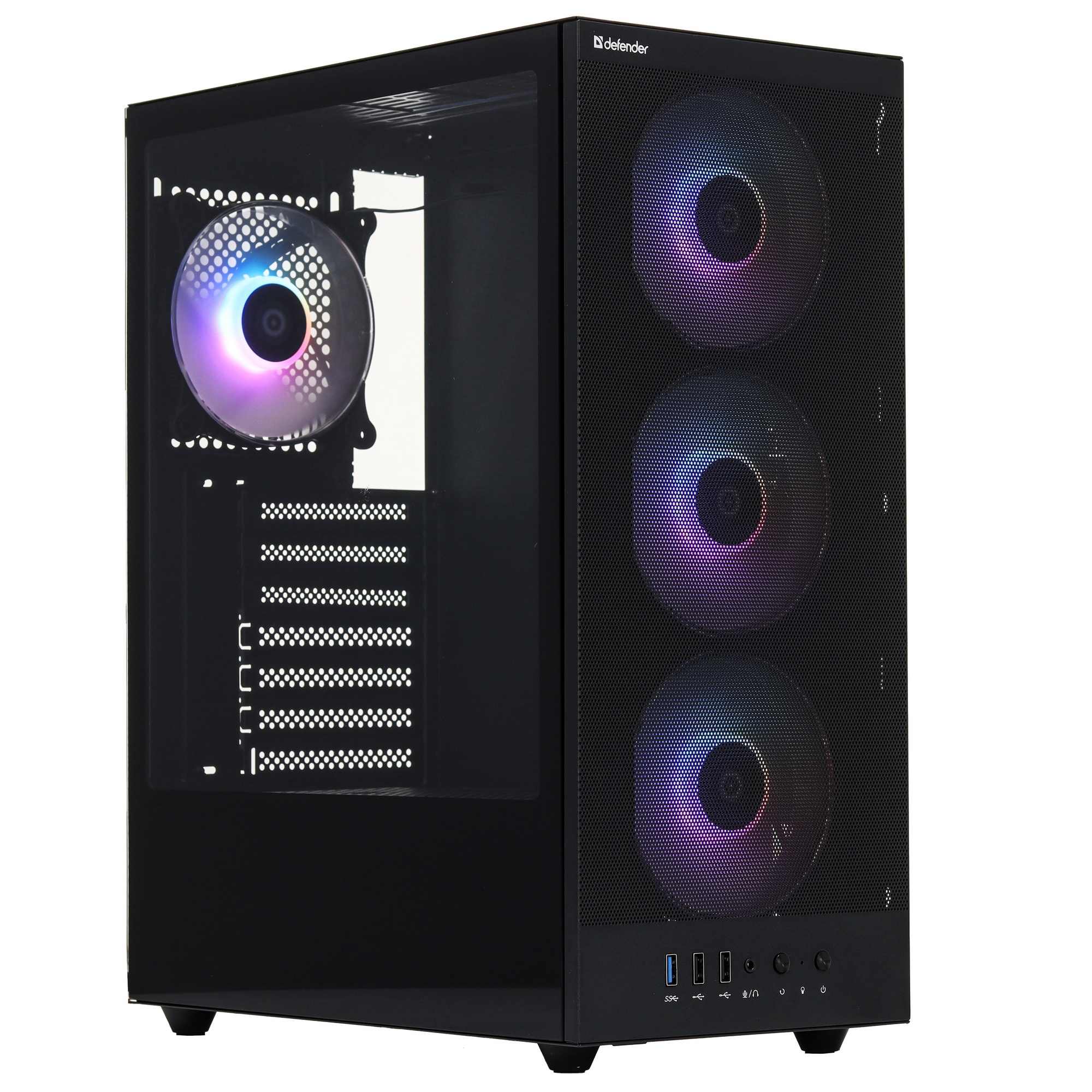 Корпус компьютерный Defender RaptorX черный,ATX,4fans,switchM/BSync