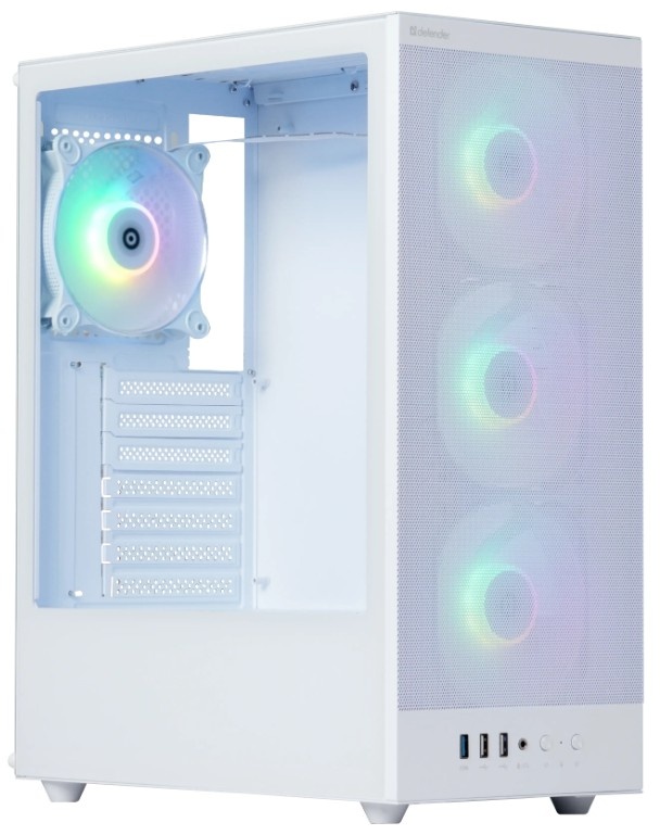 Корпус компьютерный Defender RaptorX белый,ATX,4fans,switch&M/BSync