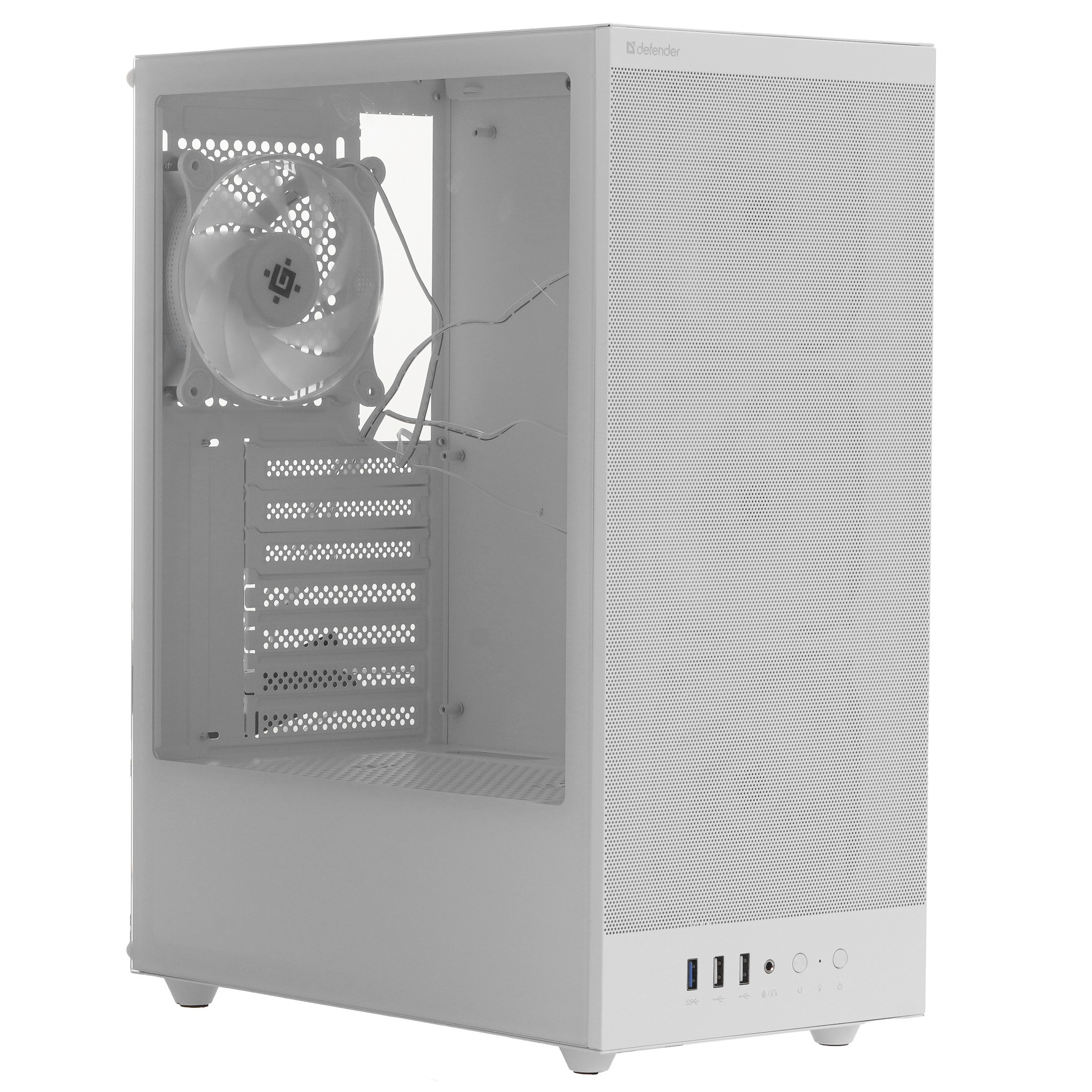 Корпус компьютерный Defender RaptorX белый,ATX,4fans,switch&M/BSync