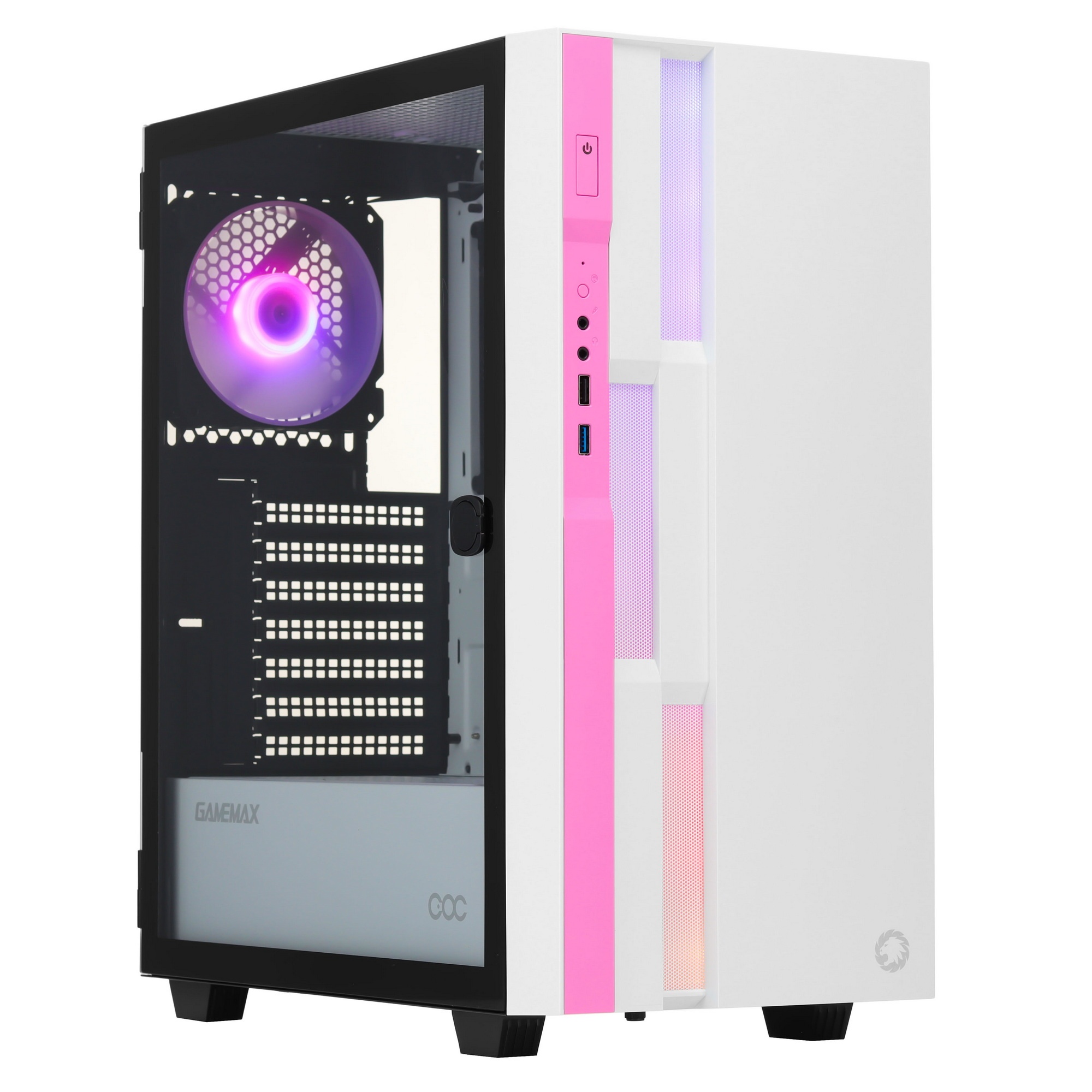 Компьютерный корпус GameMax Brufen C3 WP без БП, MidiT, ATX, Бело-роз, Зак. стекл., USB 3.0, 1*120;
