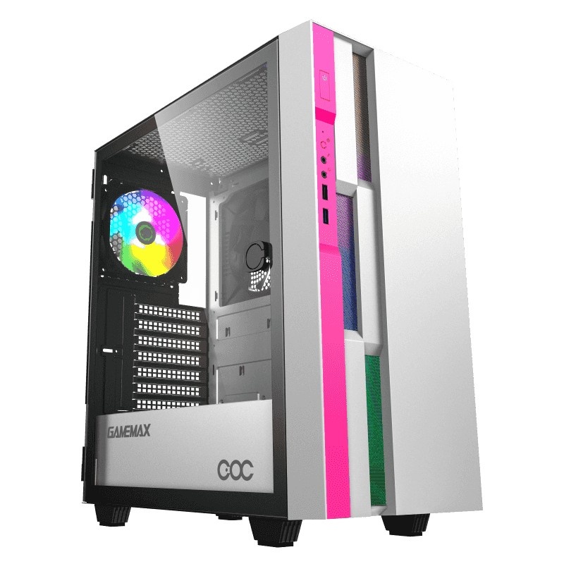 Компьютерный корпус GameMax Brufen C3 WP без БП, MidiT, ATX, Бело-роз, Зак. стекл., USB 3.0, 1*120;