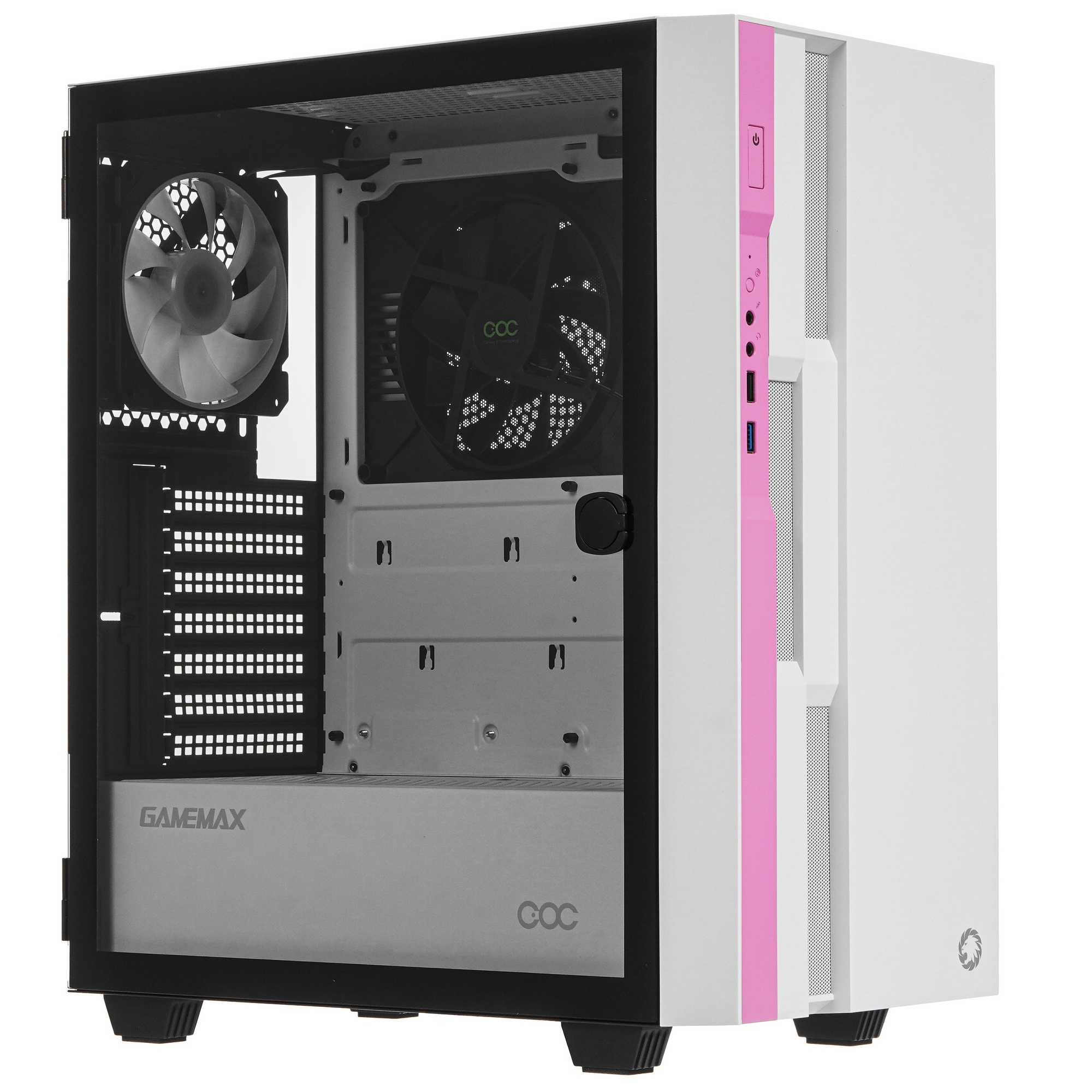 Компьютерный корпус GameMax Brufen C3 WP без БП, MidiT, ATX, Бело-роз, Зак. стекл., USB 3.0, 1*120;