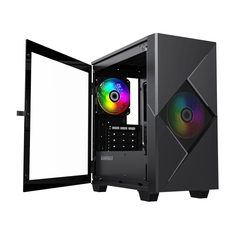 Компьютерный корпус GameMax Cyclops BG без БП (Midi Tower, ATX, Черно-серый., 1*USB2.0 + 1*USB3.0, 2