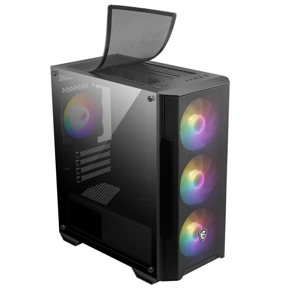 Компьютерный корпус без блока питания Case MSI MAG FORGE M100A, Mini-Tower, TG, 4x120mm ARGB, 2xUSB