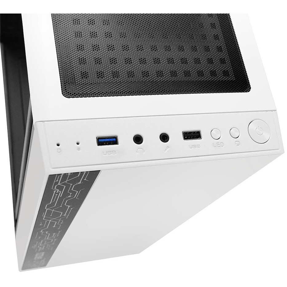 Компьютерный корпус ACD Citadel 108W ATX, Type-C + 2XUSB ports + HD audio combo, Mesh, TG, White.