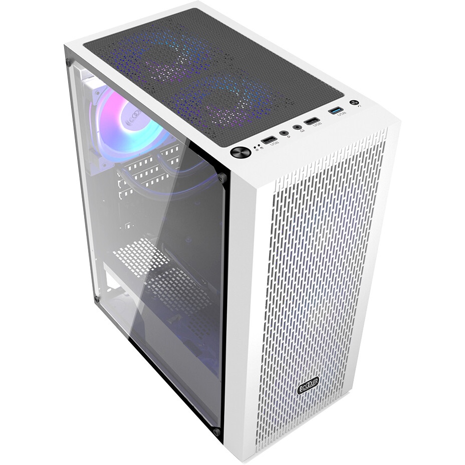 Компьютерный корпус ACD Citadel 108W ATX, Type-C + 2XUSB ports + HD audio combo, Mesh, TG, White.