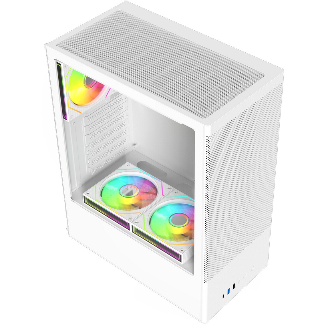Компьютерный корпус ACD Citadel 108W ATX, Type-C + 2XUSB ports + HD audio combo, Mesh, TG, White.