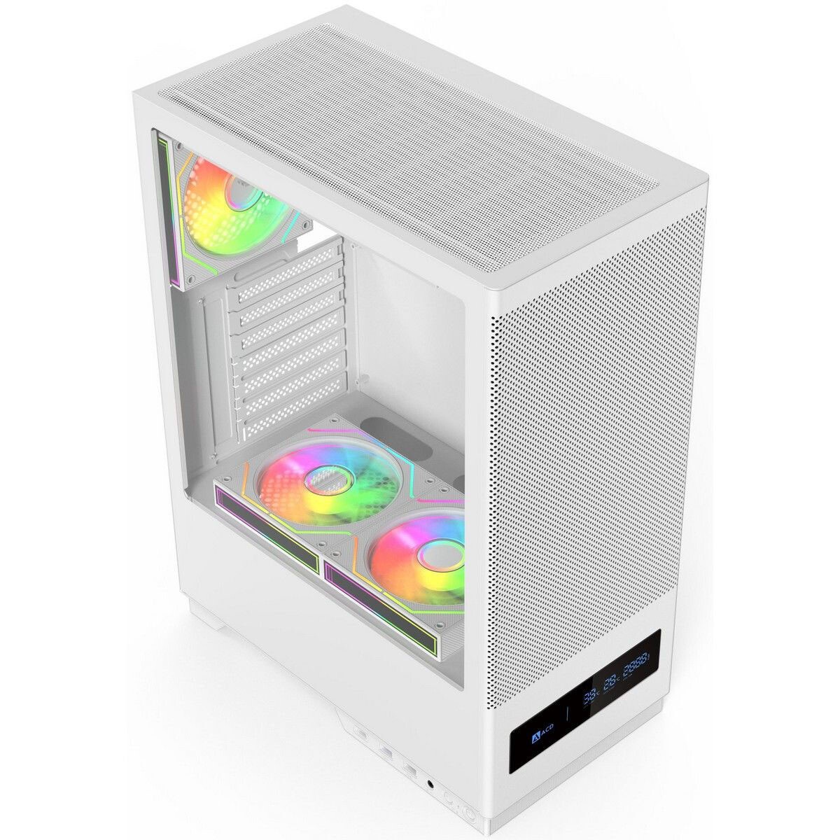 Компьютерный корпус ACD Citadel 108W ATX, Type-C + 2XUSB ports + HD audio combo, Mesh, TG, White.