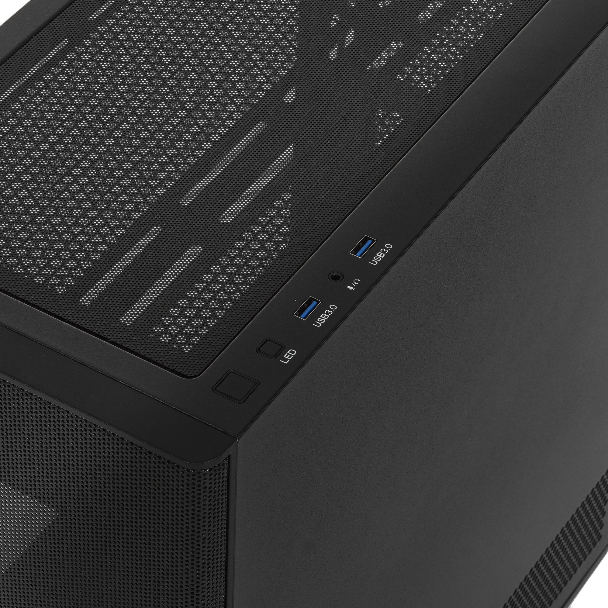 Компьютерный корпус без блока питания Case HSPD M712, Mesh Mid Tower, Black, TG, 0.6 SPCC, no fans,