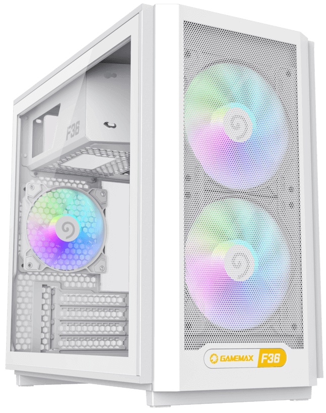 Компьютерный корпус без БП GameMax F36 WH (Midi Tower, ATX, Белый, 1*USB Type-C, 3*120мм)