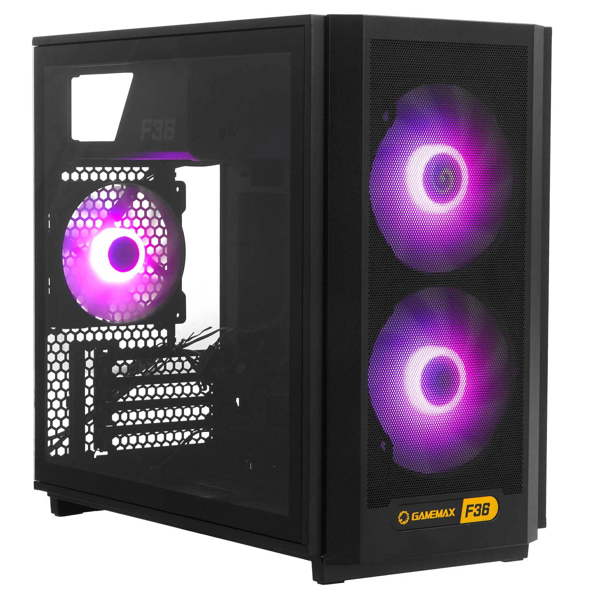 Компьютерный корпус без БП GameMax F36 BK (Midi Tower, ATX, Черный, 1*USB Type-C, 3*120мм)