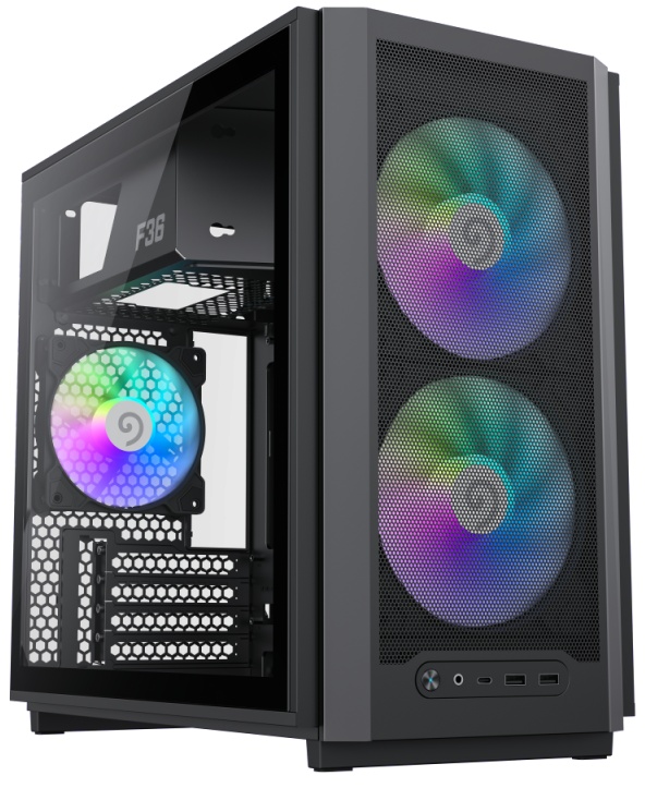 Компьютерный корпус без БП GameMax F36 BK (Midi Tower, ATX, Черный, 1*USB Type-C, 3*120мм)