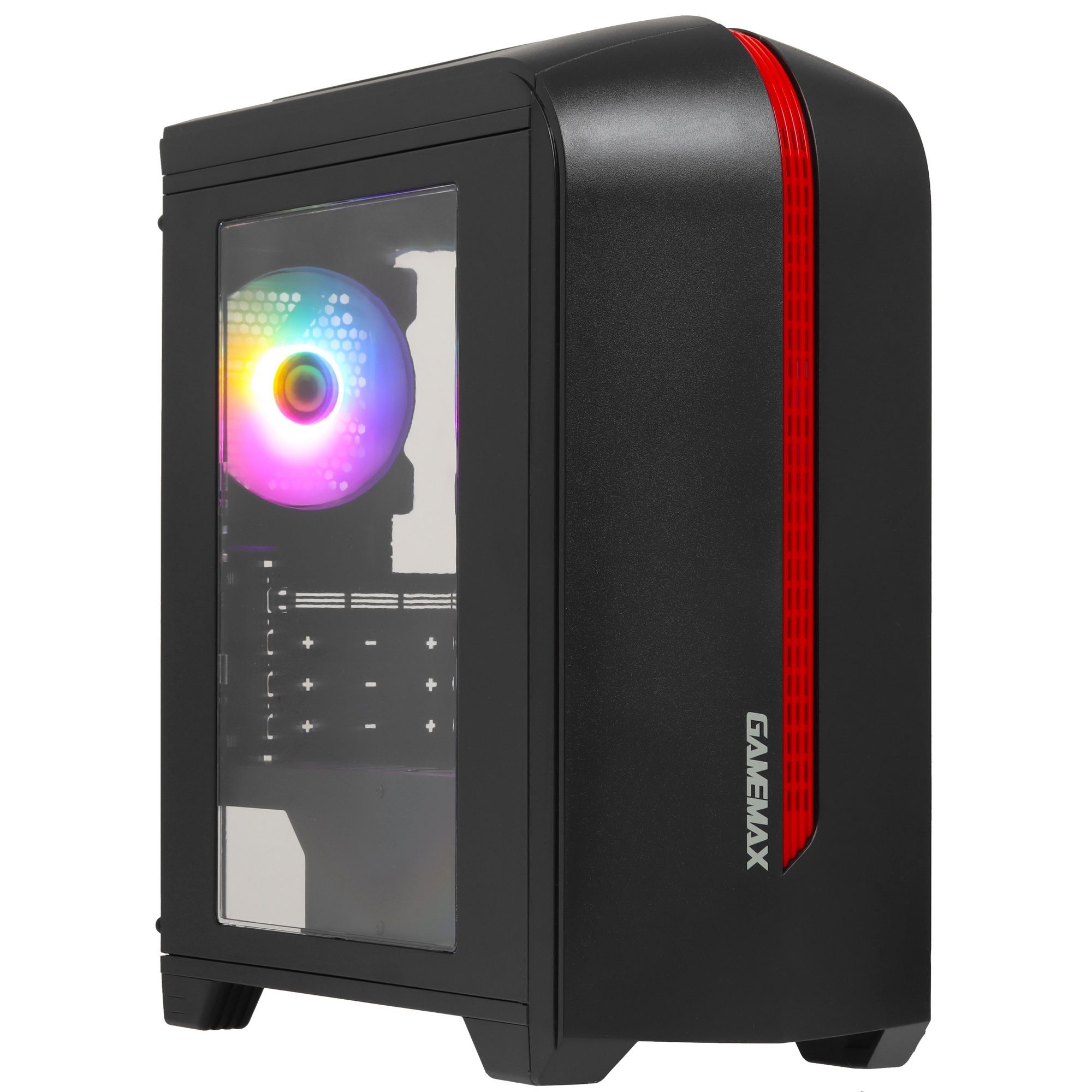 Компьютерный корпус GameMax Centauri Black Red без БП (ATX,Черн.-кр,USB3.0, Зак.стекло, 1*120мм. RGB