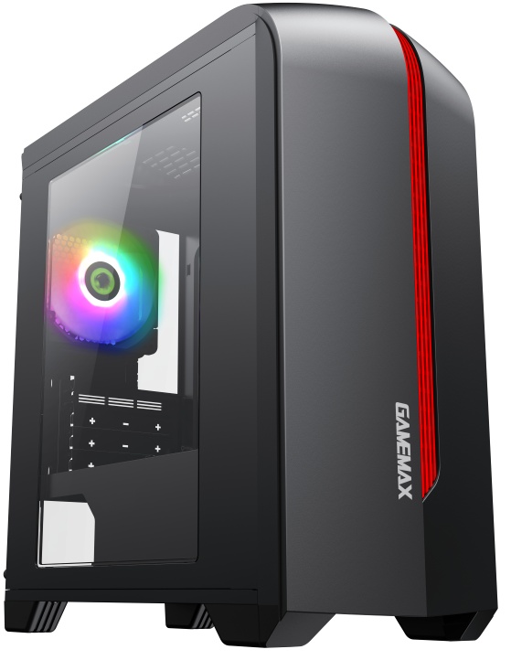 Компьютерный корпус GameMax Centauri Black Red без БП (ATX,Черн.-кр,USB3.0, Зак.стекло, 1*120мм. RGB