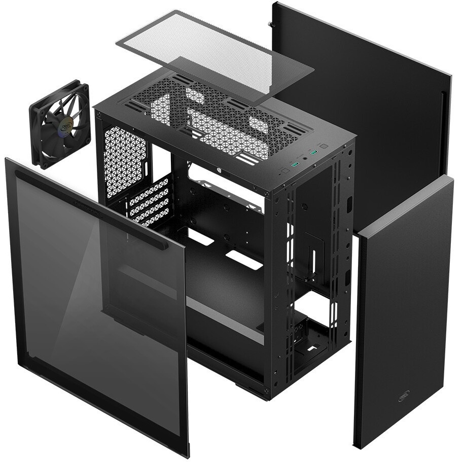 Компьютерный корпус Deepcool MACUBE 110 BK без БП, боковое окно (закаленное стекло), черный, mATX