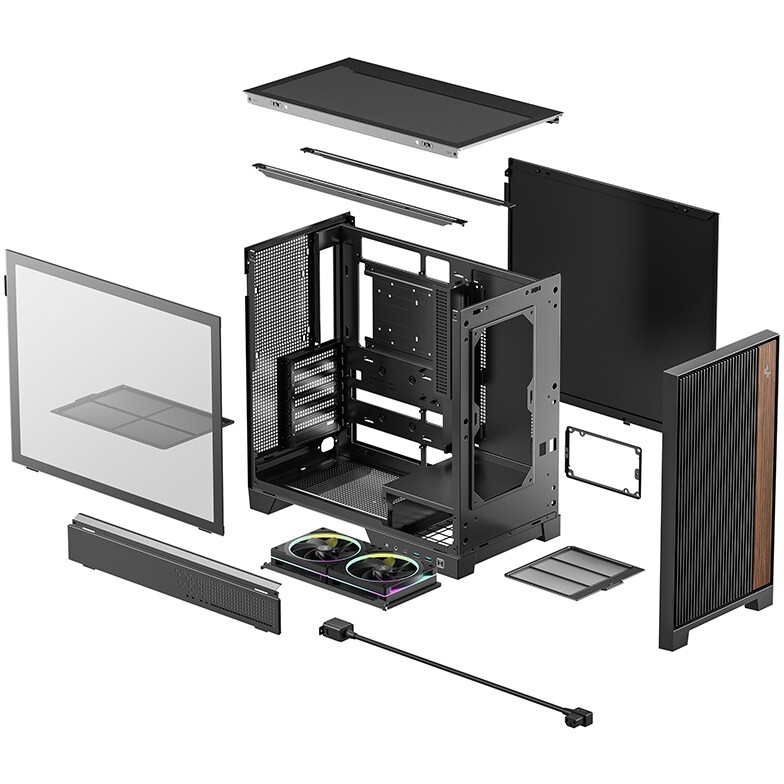 Компьютерный корпус Deepcool MACUBE 110 BK без БП, боковое окно (закаленное стекло), черный, mATX