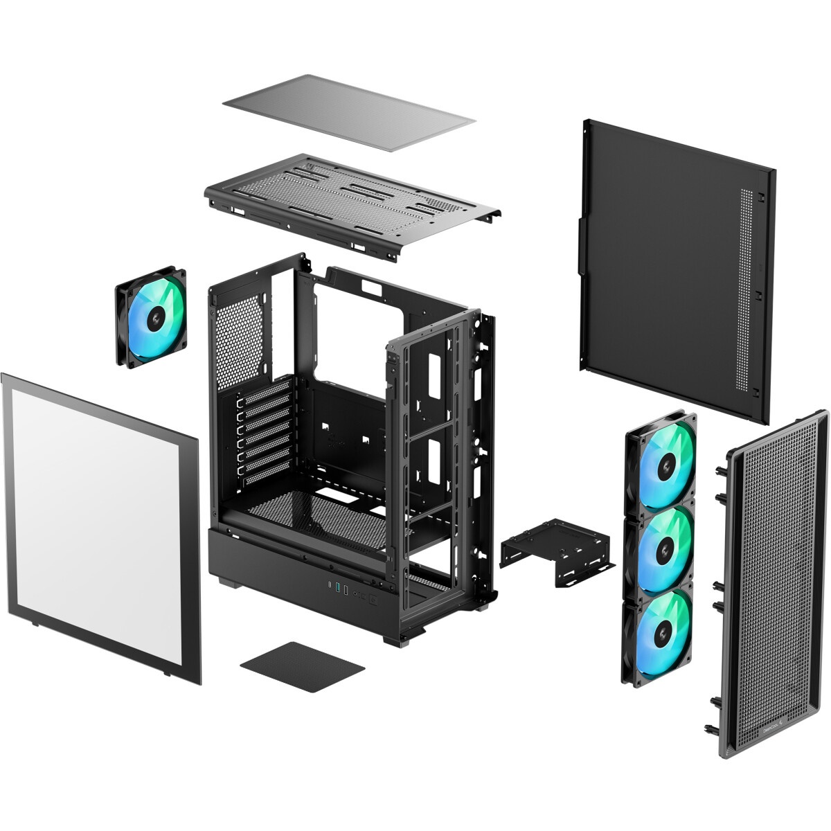 Компьютерный корпус Deepcool MACUBE 110 BK без БП, боковое окно (закаленное стекло), черный, mATX