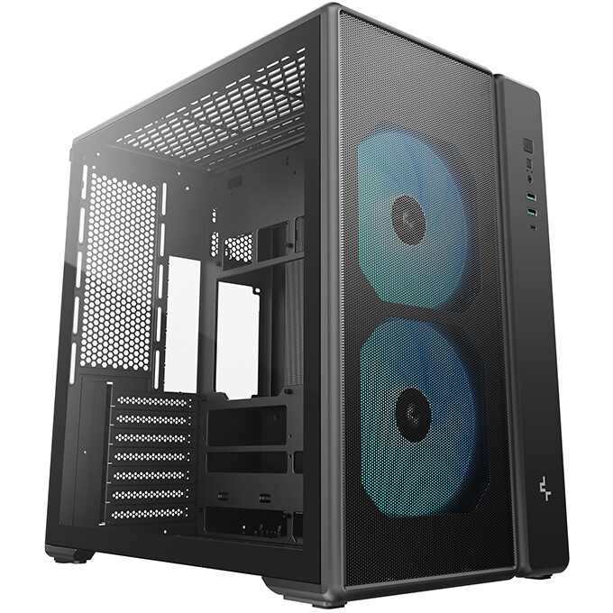 Компьютерный корпус Deepcool MACUBE 110 BK без БП, боковое окно (закаленное стекло), черный, mATX