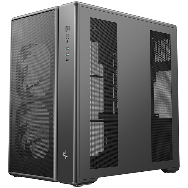 Компьютерный корпус Deepcool MACUBE 110 BK без БП, боковое окно (закаленное стекло), черный, mATX