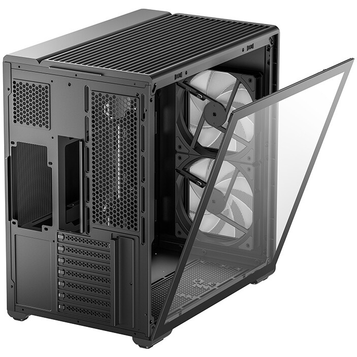 Компьютерный корпус Deepcool MACUBE 110 BK без БП, боковое окно (закаленное стекло), черный, mATX
