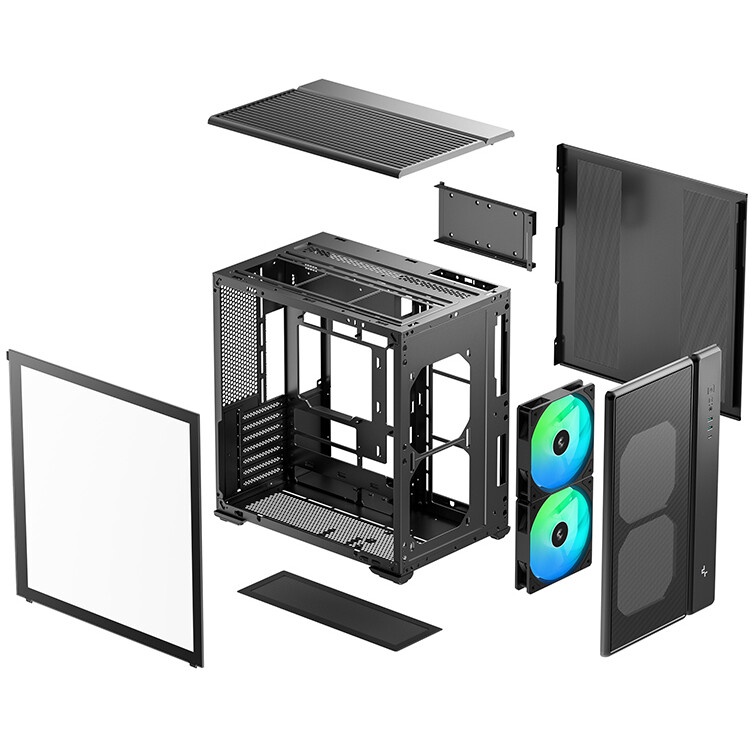 Компьютерный корпус Deepcool MACUBE 110 BK без БП, боковое окно (закаленное стекло), черный, mATX