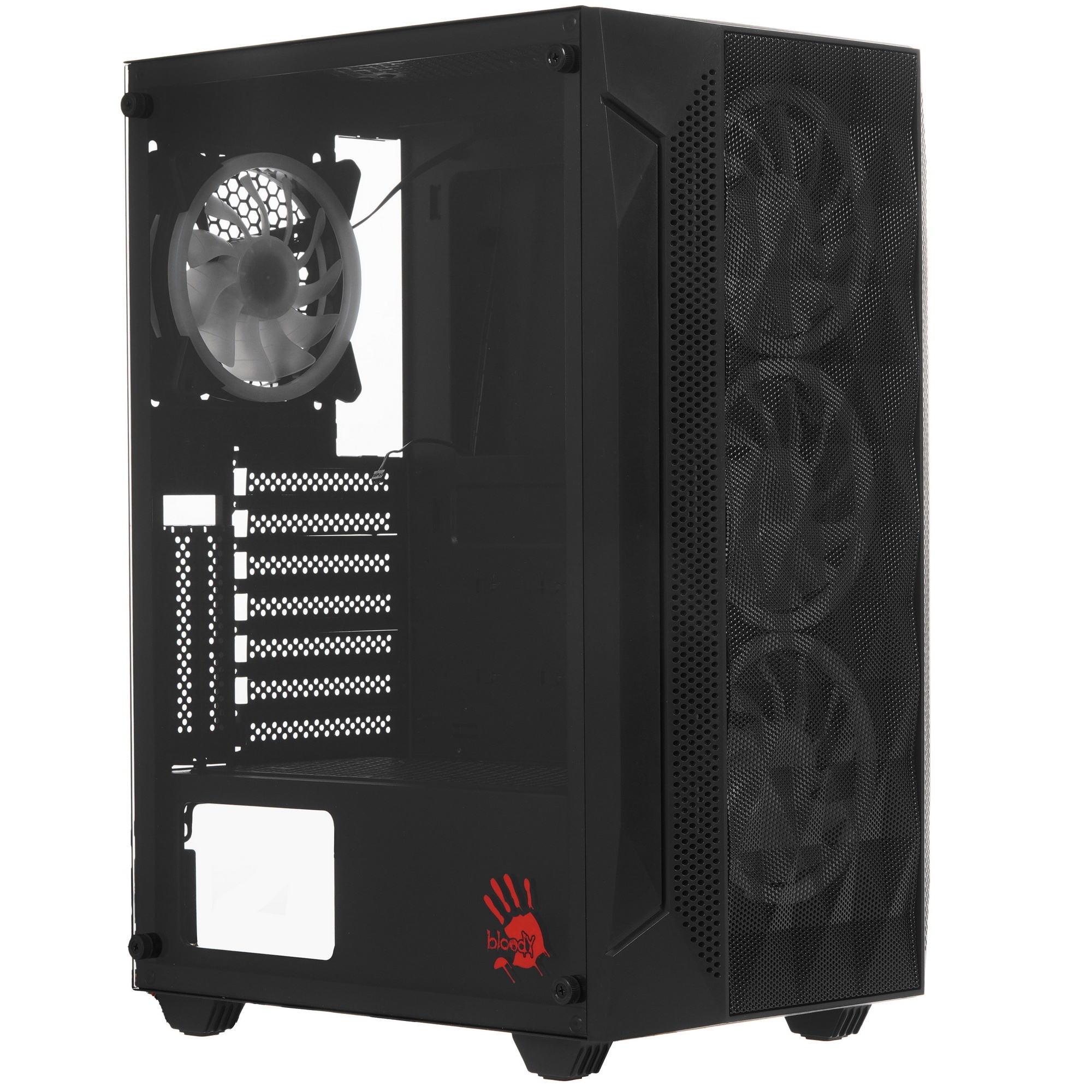 Компьютерный корпус Bloody BD-CC107F черный без БП ATX 4x120мм 1xUSB 3.0 audio bott PSU