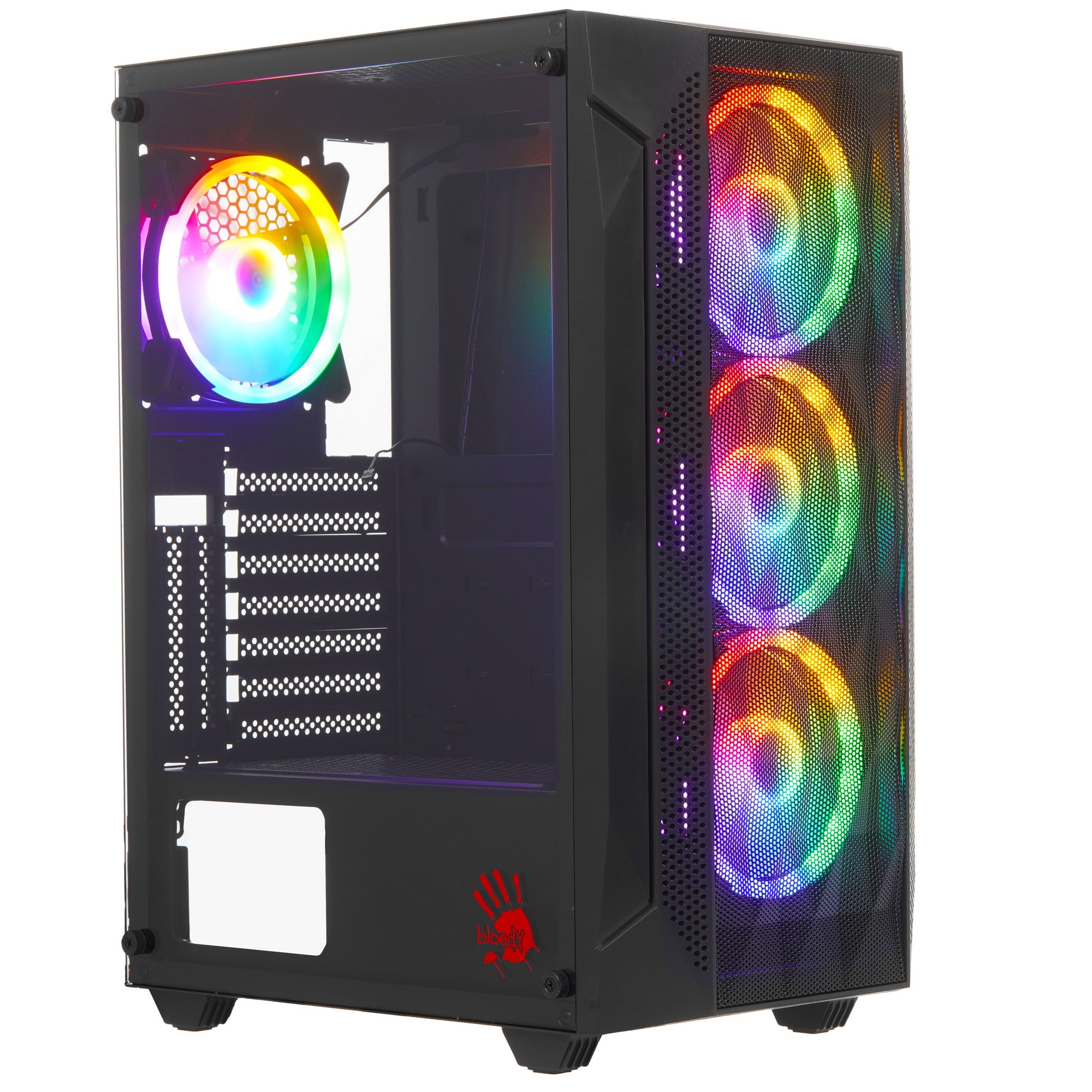Компьютерный корпус Bloody BD-CC107F черный без БП ATX 4x120мм 1xUSB 3.0 audio bott PSU