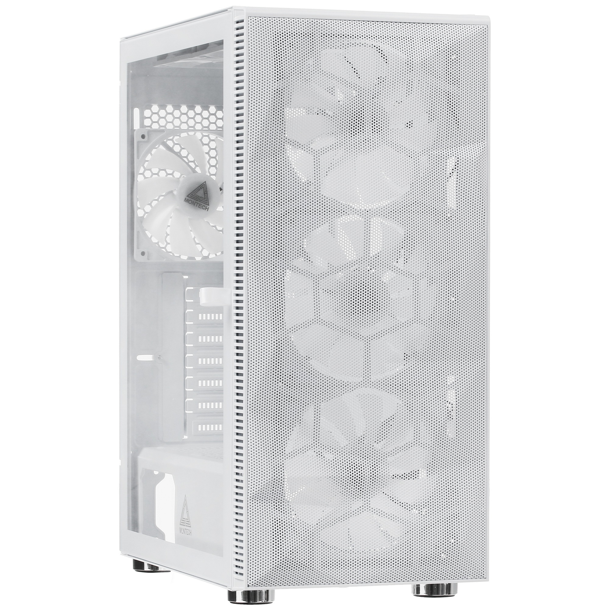 Компьютерный корпус Montech X3 Mesh белый без БП ATX 3x120мм 2xUSB2.0 1xUSB3.0 audio bott PSU